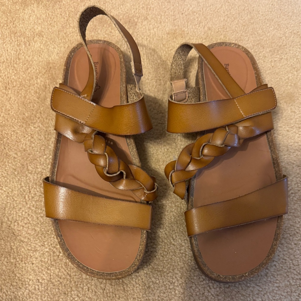 BareTraps Brown Leather Slingback Sandals